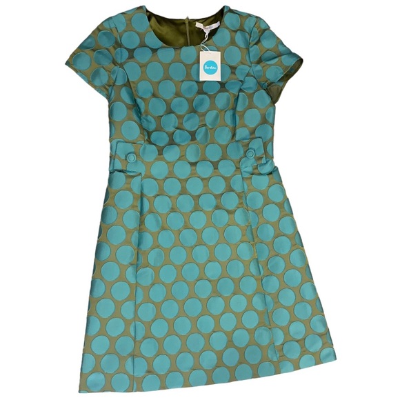 Boden Dresses & Skirts - BODEN Jacquard Spot Dress Green Blue WH691 Women’s Size 8